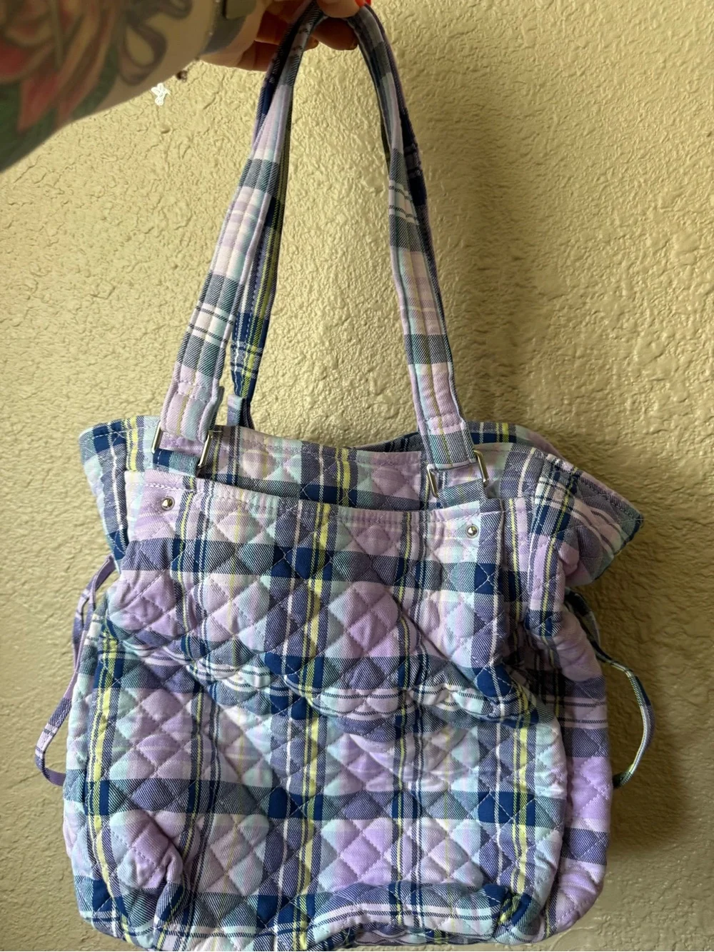 Vera Bradley Quilted Lavender Plaid Shoulder Bag